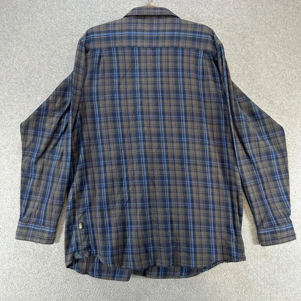 The North Face Button Down Flannel Shirt Mens XL Grey Blue Casual Outdoor